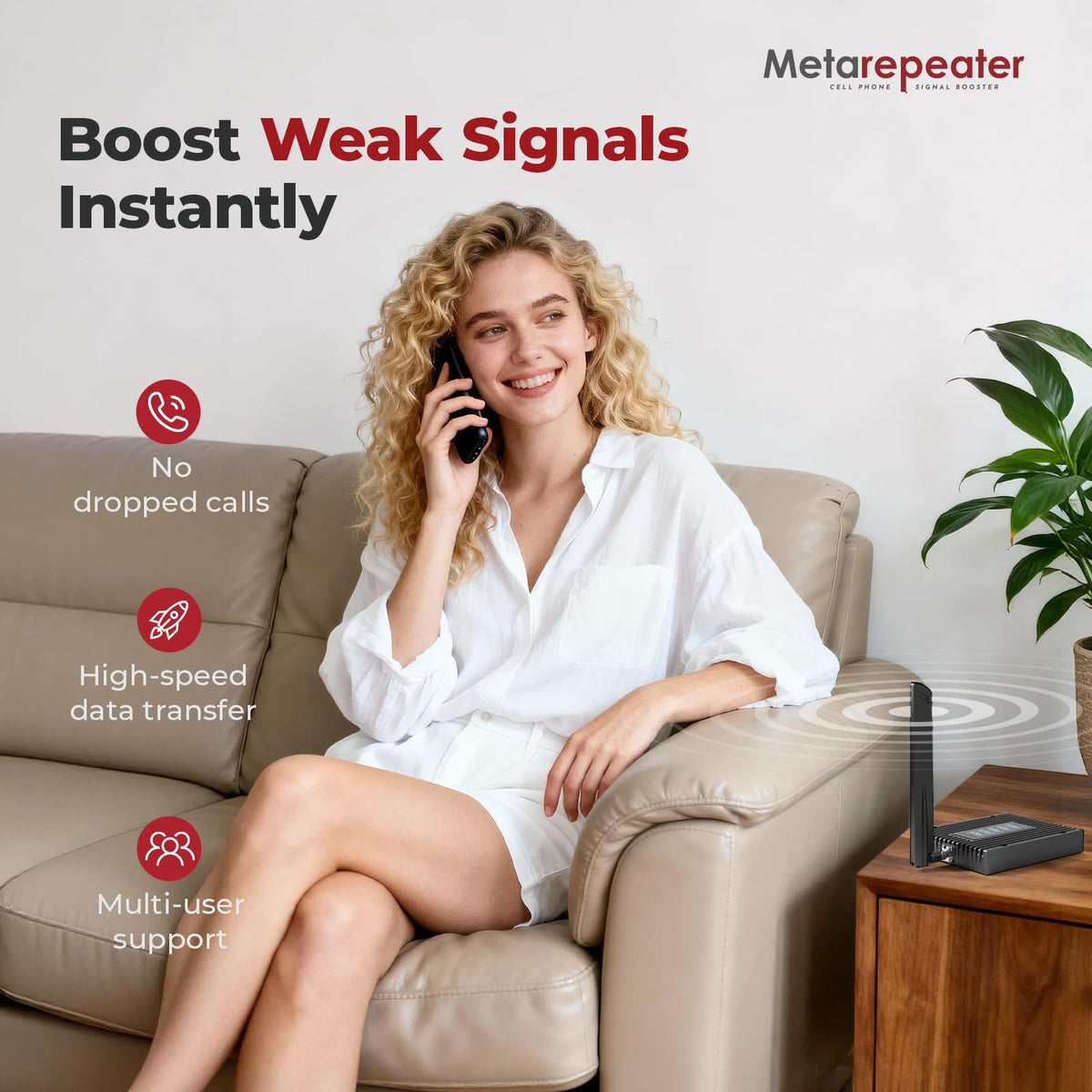Cell Phone Booster for Home with LCD, 5G 4G LTE, Covers Up to 3,000 Sq. Ft