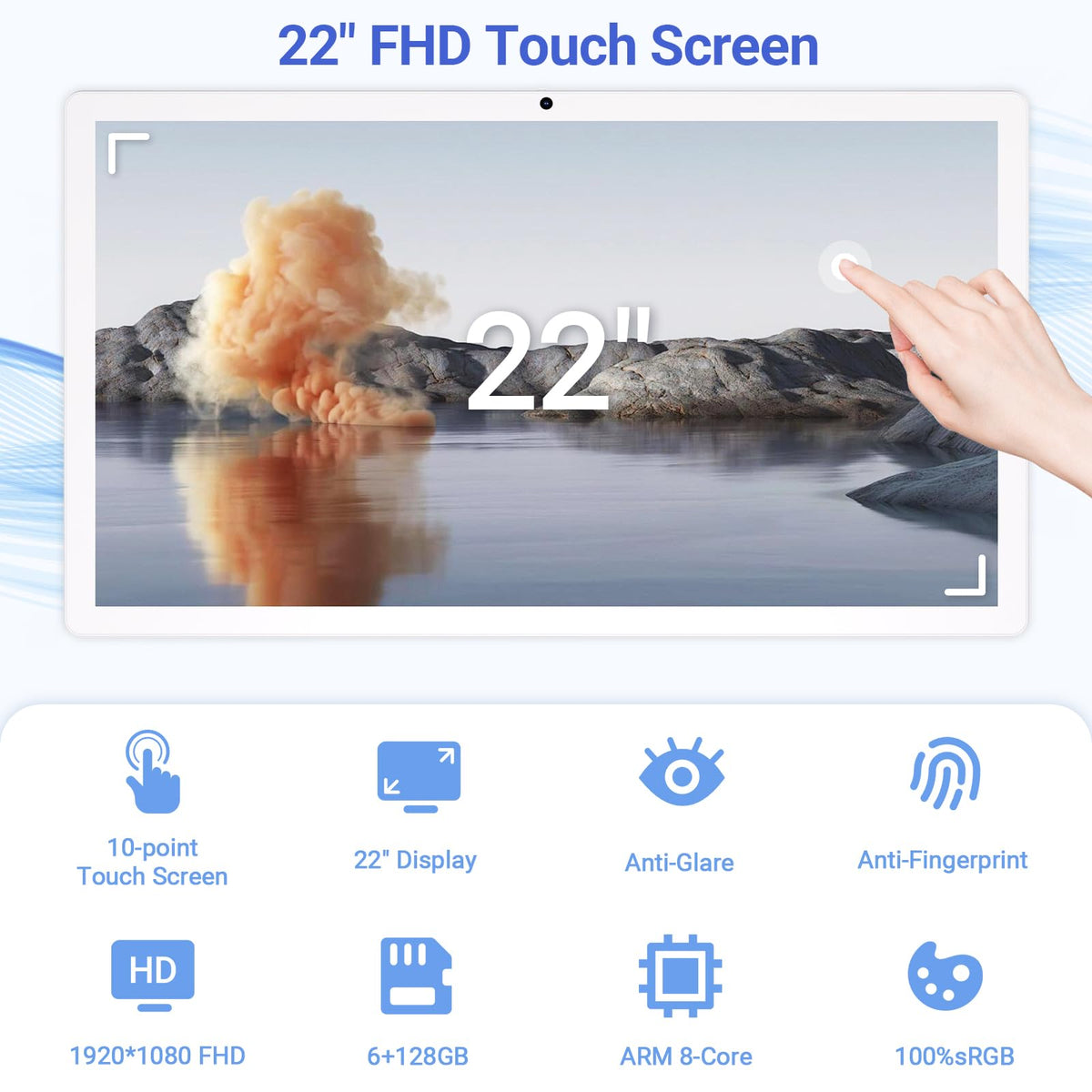22-Inch Portable TV on Wheels, 1080p Portable Touch Screen Monitor