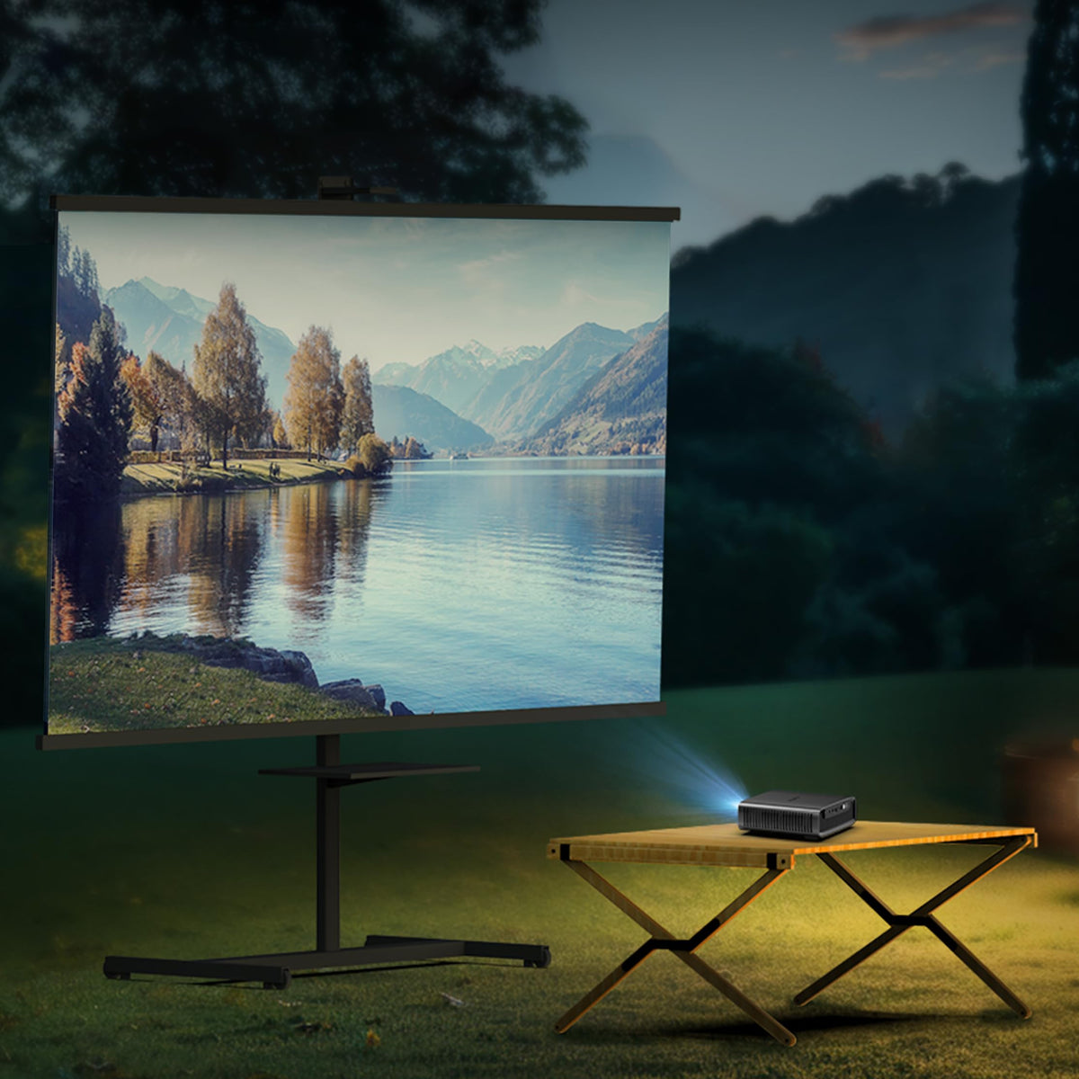 Mini Projector with WiFi and Bluetooth, 1080P Portable Laser Projector, Auto Keystone Correction, Auto Focus, 400 ISO Lumens, Smart Android TV, Built-In Battery for 3Hrs Video Playtime