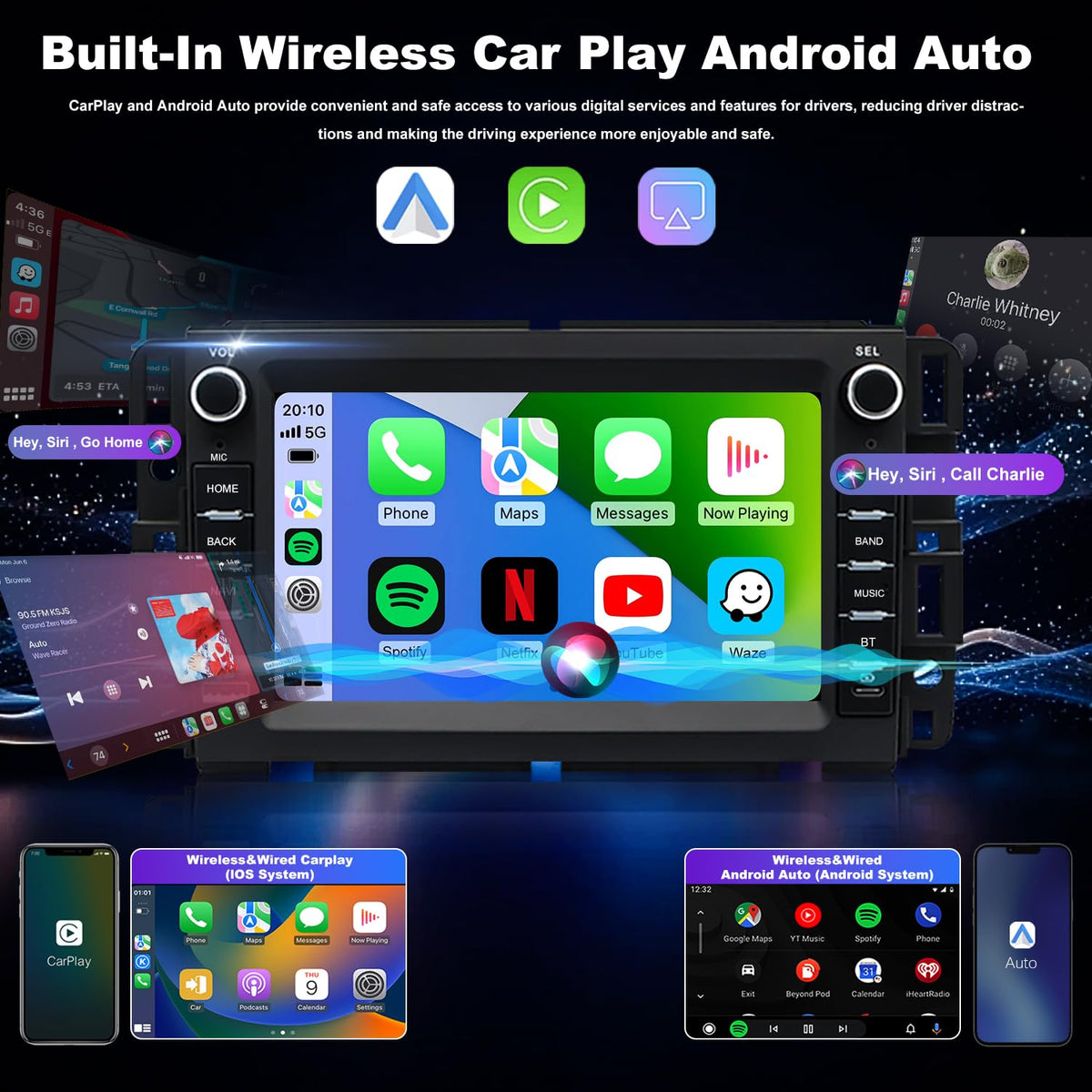 5GWifi Upgrade Car Radio for Chevy Express Van 1500/2500/3500 2008-2026, Savana 2008-2026, GMC Sierra Silverado 1500/2500/3500 2007-2014, 7"Touchscreen Stereo Apply Carplay Android Auto GPS FM Camera