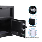 Fireproof Depository Safe with Drop Slot, Electronic Anti-Theft Drop Safe for Business with Programmable Numeric Keypad Lock and Spare Keys, Cash Drop Safe Box for Office Home Retail Store