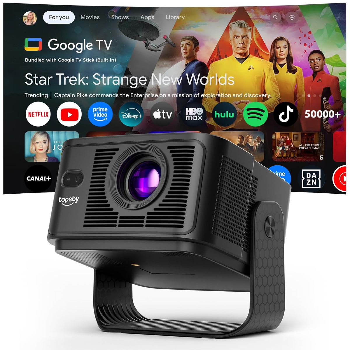 Projector【Compatible with Google TV & 4K Support】Portable Projector