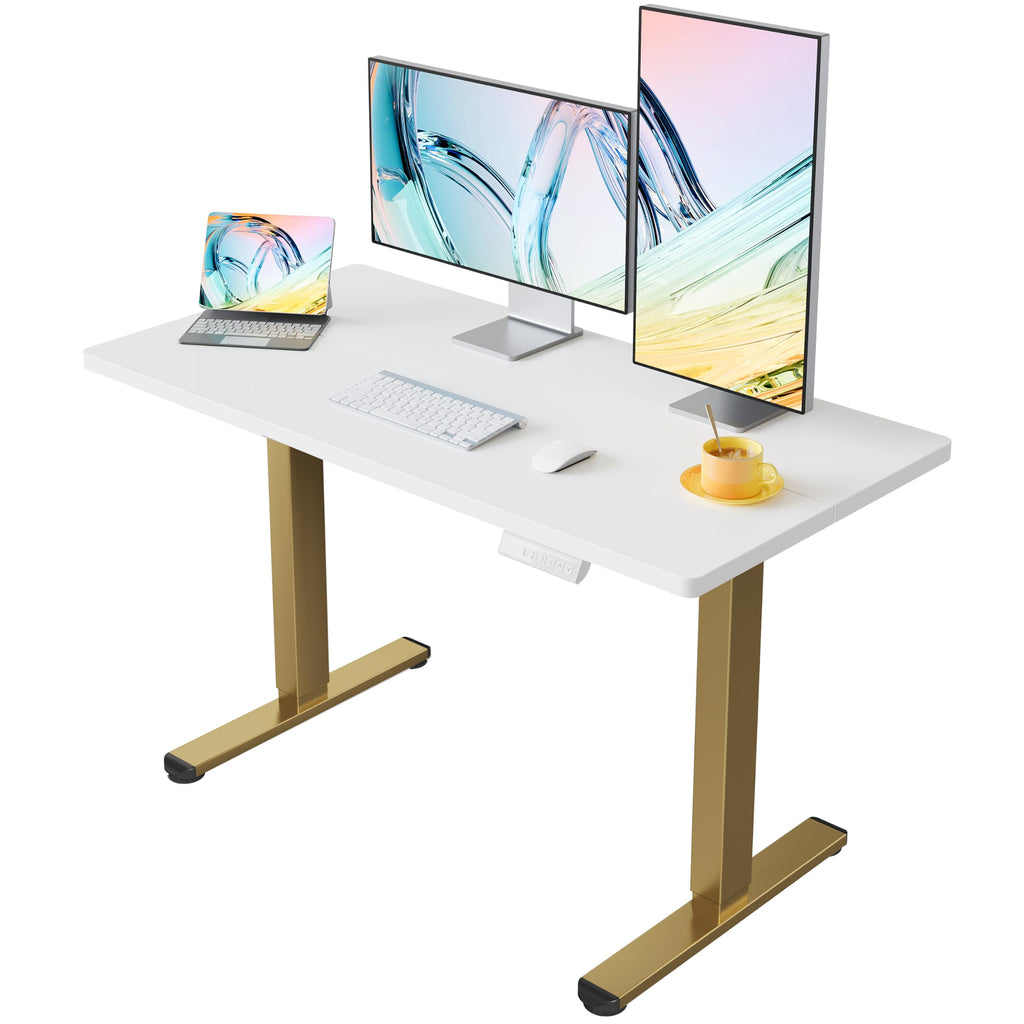 HUANUO 55x28 Inch Electric Standing Desk, Adjustable, Light Vintage Brown