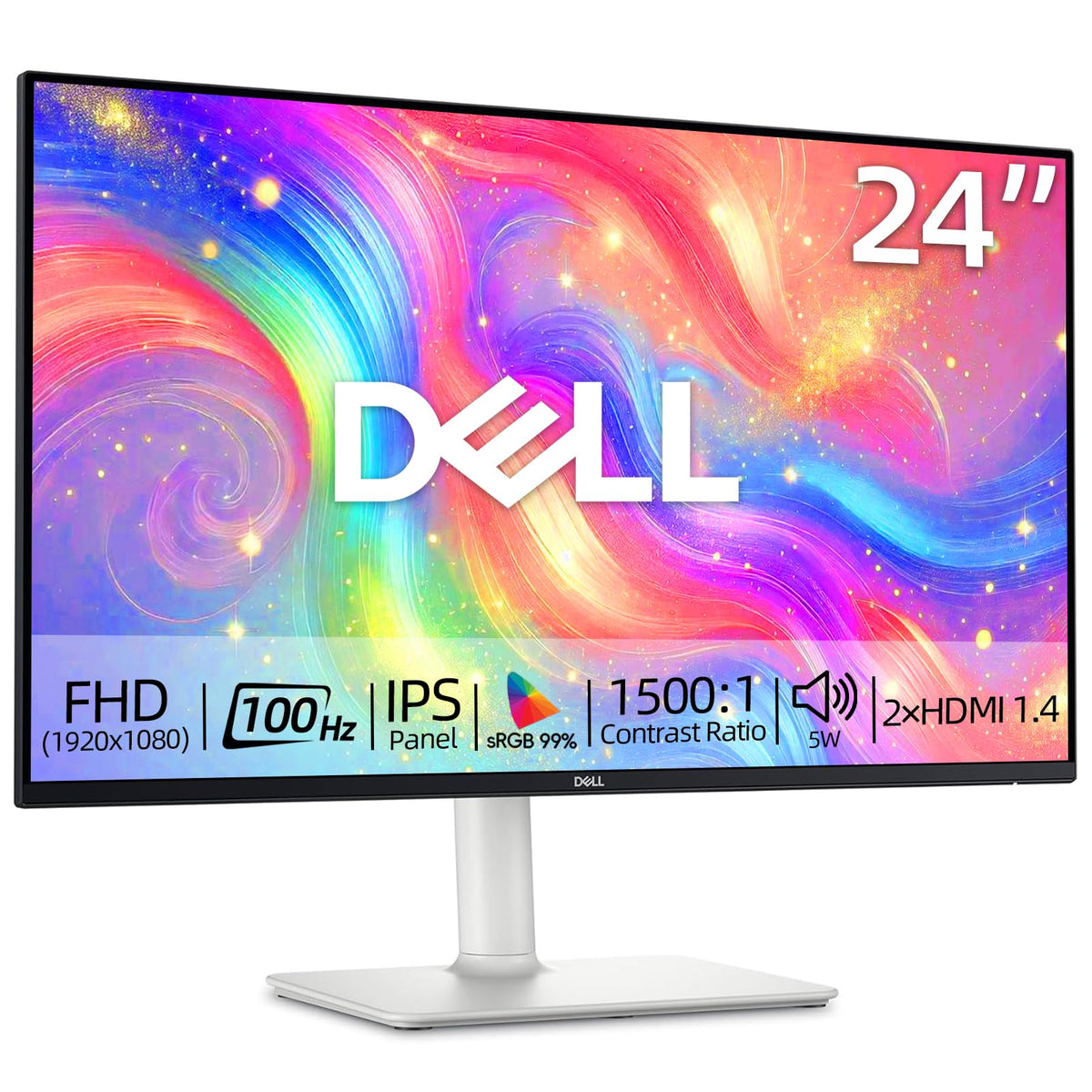 Dell 24 inch Monitor, FHD (1920 x 1080), IPS Display, 144Hz Refresh Rate, AMD FreeSync, 1ms MPRT, Anti-Glare Screen, for Home Office & Gaming, 2 X HDMI 1.4, Ultra-Thin Bezel, VESA, Tilt Adjustable
