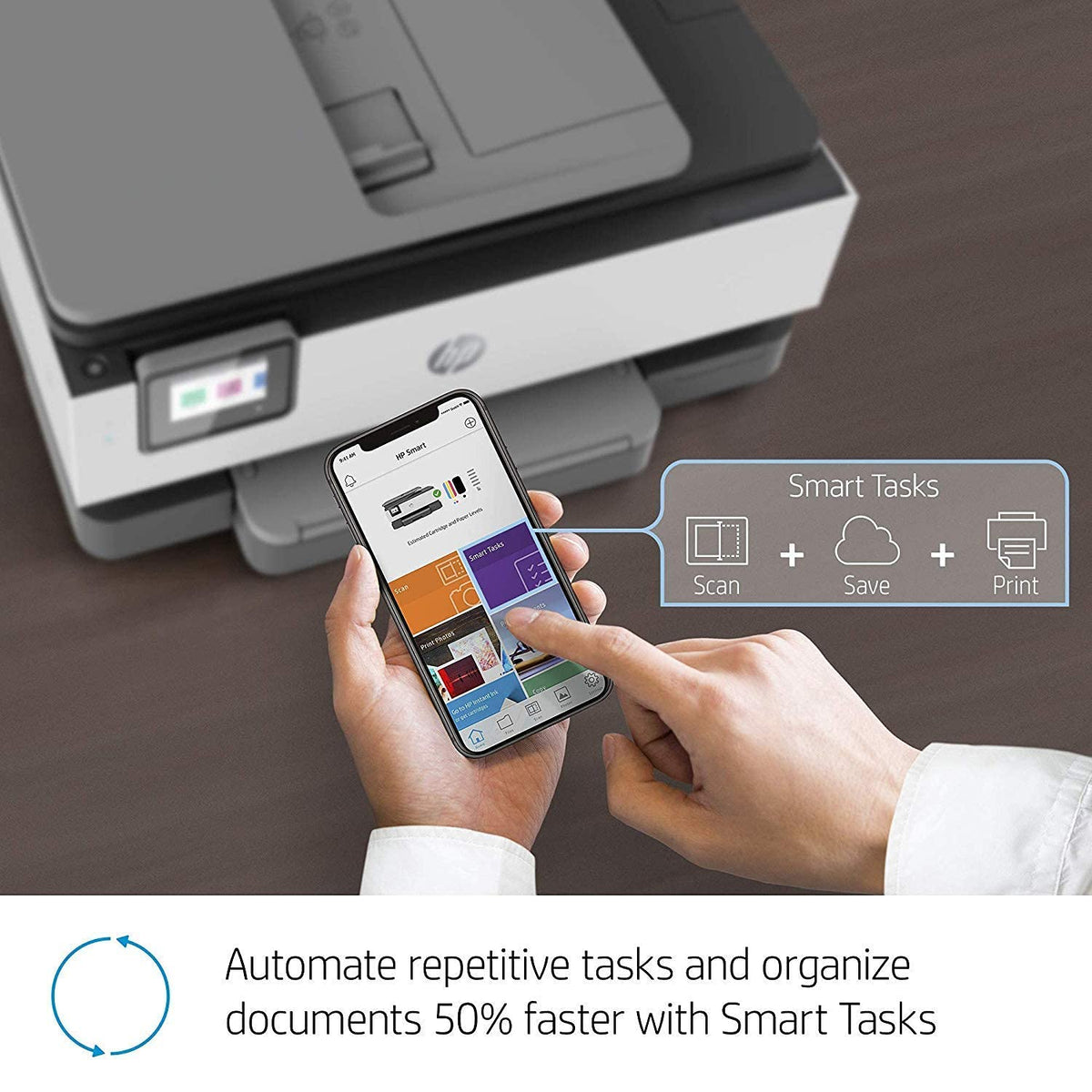 HP OfficeJet Pro 8025 All-in-One Wireless Printer, with Smart Tasks for Home Office Productivity, 1KR57A (Renewed)