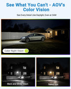 AOV 24/7 Recording Solar Camera Security Outdoor, 4-Cam Solar Kit