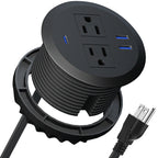 9-Pack 3-inch Desktop Power Grommet,PD20W USB-C,6.5ft Cord,Black