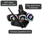 50 Pack Silent Disco LED Headphone Package (50 RF Headphones, 3 Transmitters)
