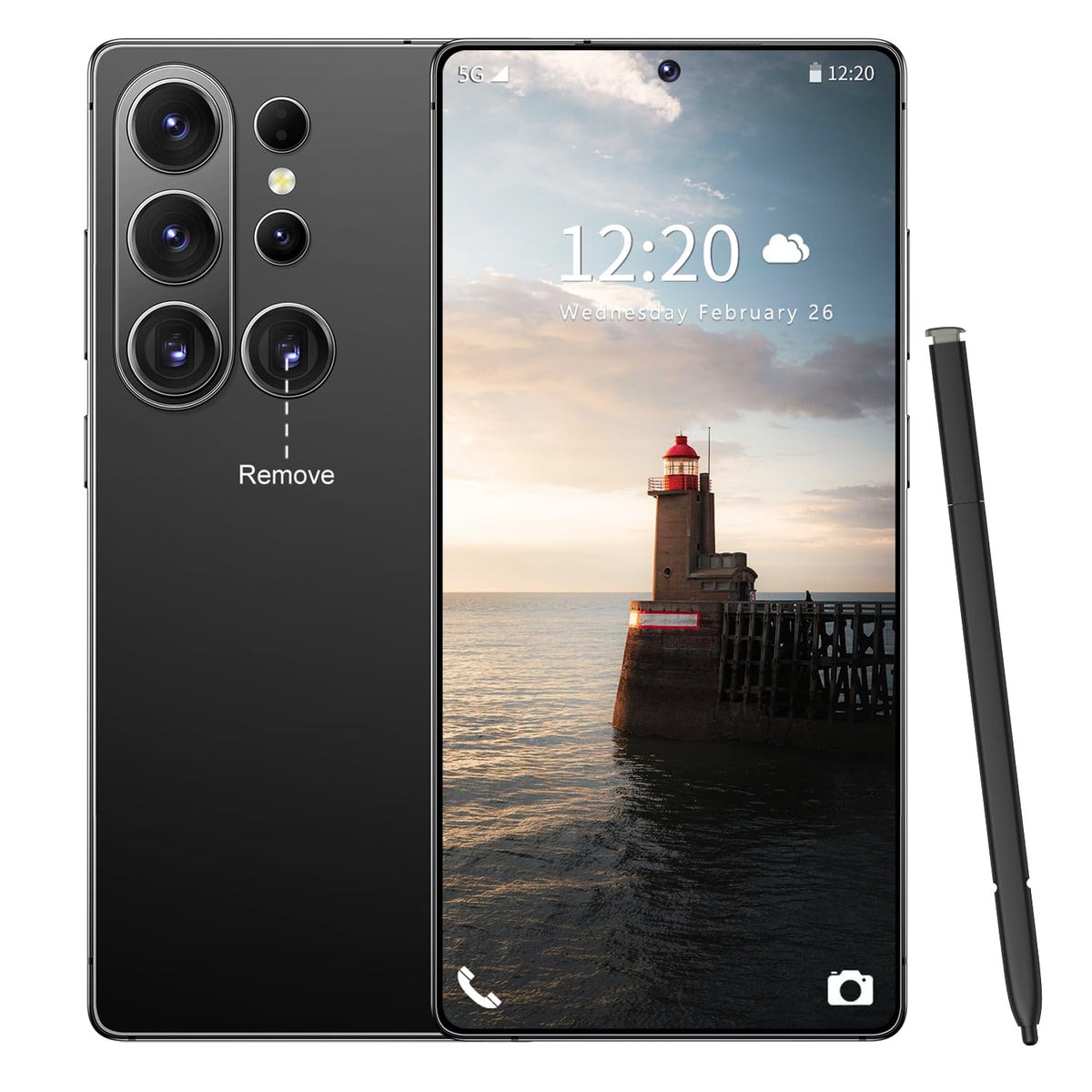 Huness S26 Ultra Unlocked Phone,Built in Pen The Phone,Cell Phone Battery 7000mAh 6.99" HD Screen,Android 15 16+512GB Smartphone,Dual SIM/5G/Face ID/Fingerprint Lock/GPS (Gold)