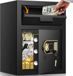 2.3 Cubic Depository Safe with Drop Slot, Electronic Anti-Theft Drop Safe for Business with Programmable Numeric Keypad Lock and Spare Keys, Cash Drop Safe Box for Office Home Retail Store