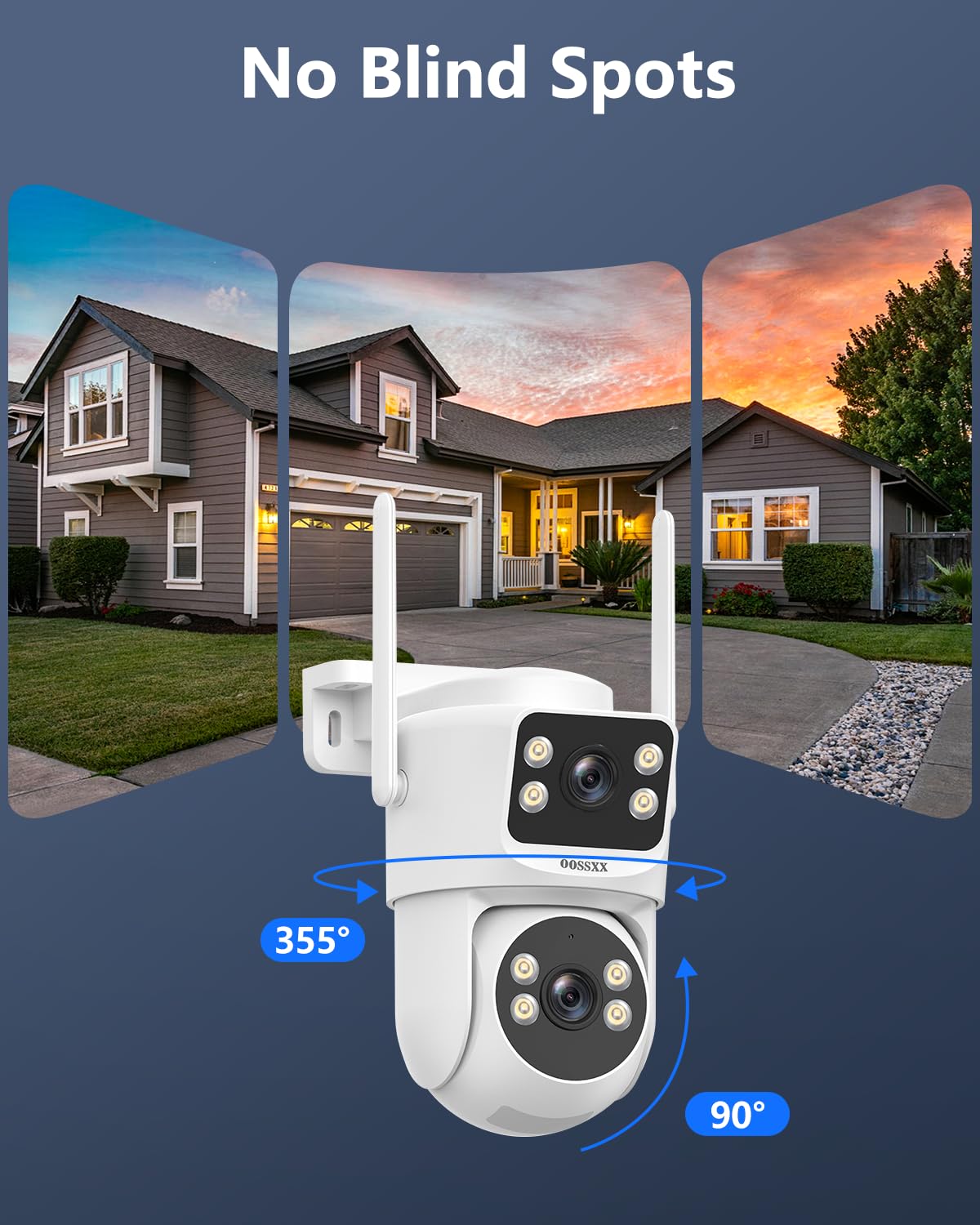PTZ Dual Lens Wireless Security Camera System 4MP, 3TB HDD 45 Days Storage
