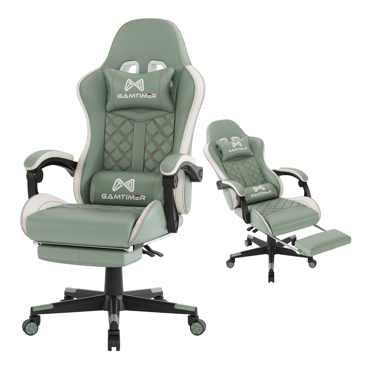 Gaming Chair, 400 lbs Adult Chair, High Back Computer Chair with Footrest and Linked Armrests, Office Video Game Chair with Lumbar Support(Green)
