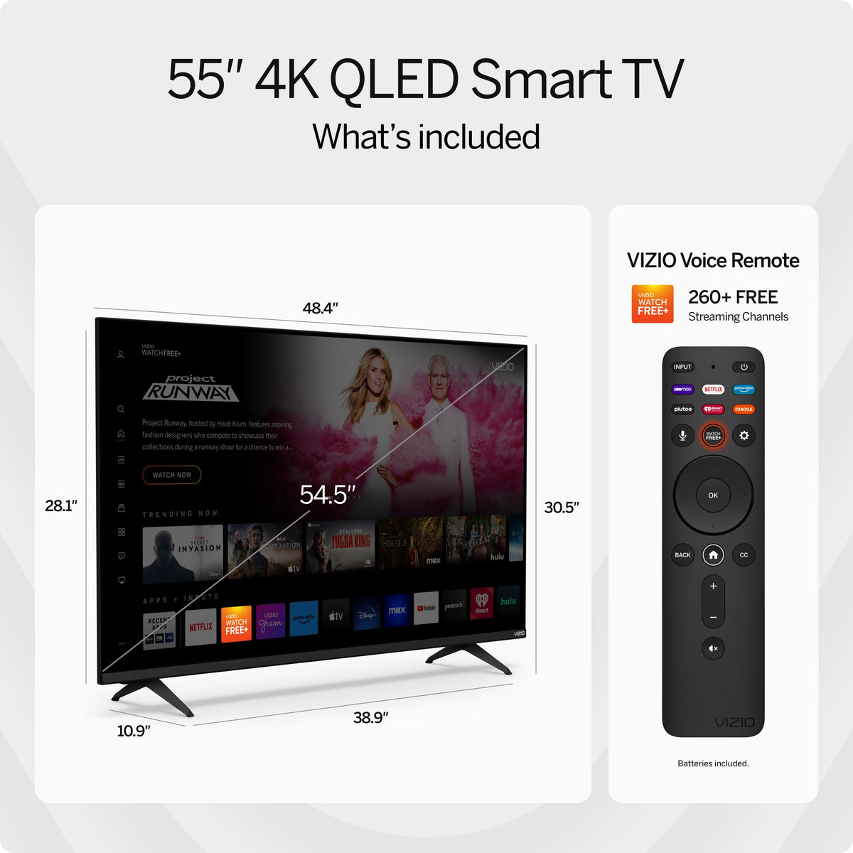 VIZIO 55-Inch M-Series 4K QLED HDR Smart TV with Voice Remote, Dolby Vision, HDR10+, Alexa Compatibility, VRR with AMD FreeSync, M55Q6-J01, 2022 Model
