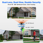 Expandable 10CH NVR Wireless Security System 10.1" Monitor, 4 Dual Lens PTZ 4MP Camera, Humanoid Motion Detection, Spotlight, Siren Alarm, 2-Way Audio, in/Outdoor, 1TB HDD, Color Night Vision