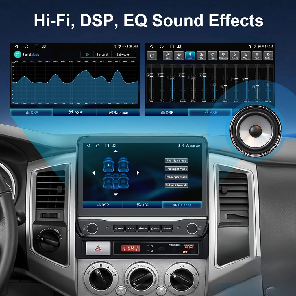 10.1 inch Car Radio Stereo Upgrade for Toyota Tacoma 2005-2015 with Wireless CarPlay/Android Auto/Touch Screen/SWC/GPS Navigation/BT/WiFi FM Backup Camera Physical Button Volume Knob