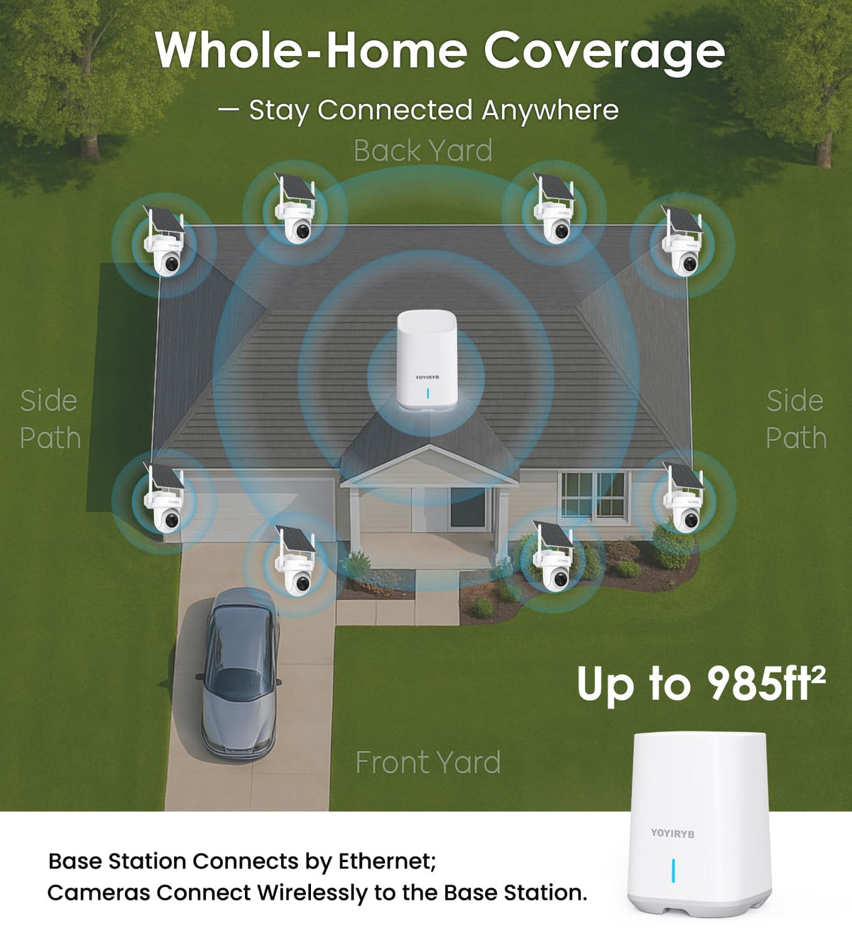 4K Solar Security Cameras Wireless Outdoor, 2-Cam Kit, No Subscription