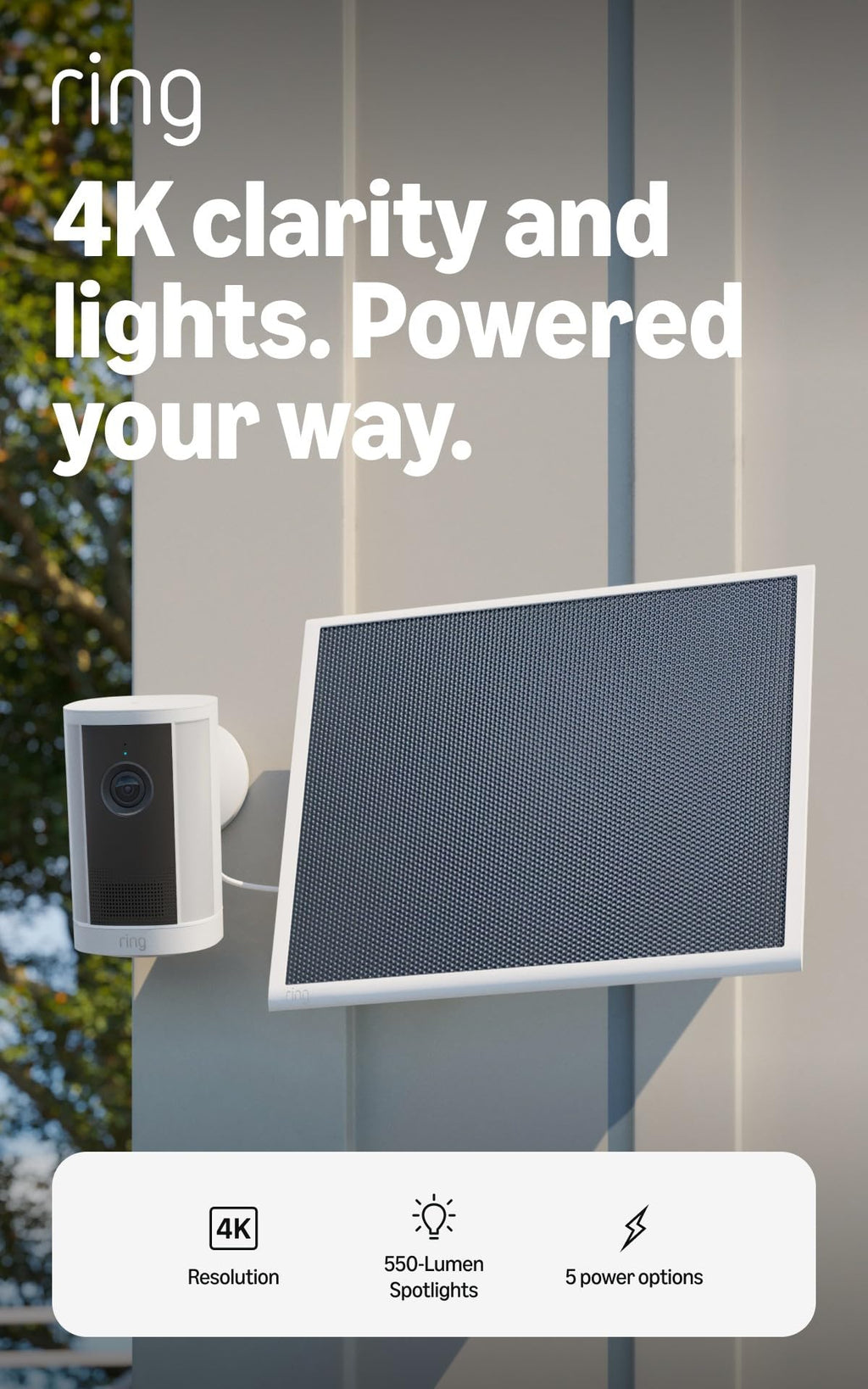 Ring Spotlight Cam 4K Plus, Battery, Retinal 4K, Easy DIY install, Motion-Activated Spotlights, Home or business security, White