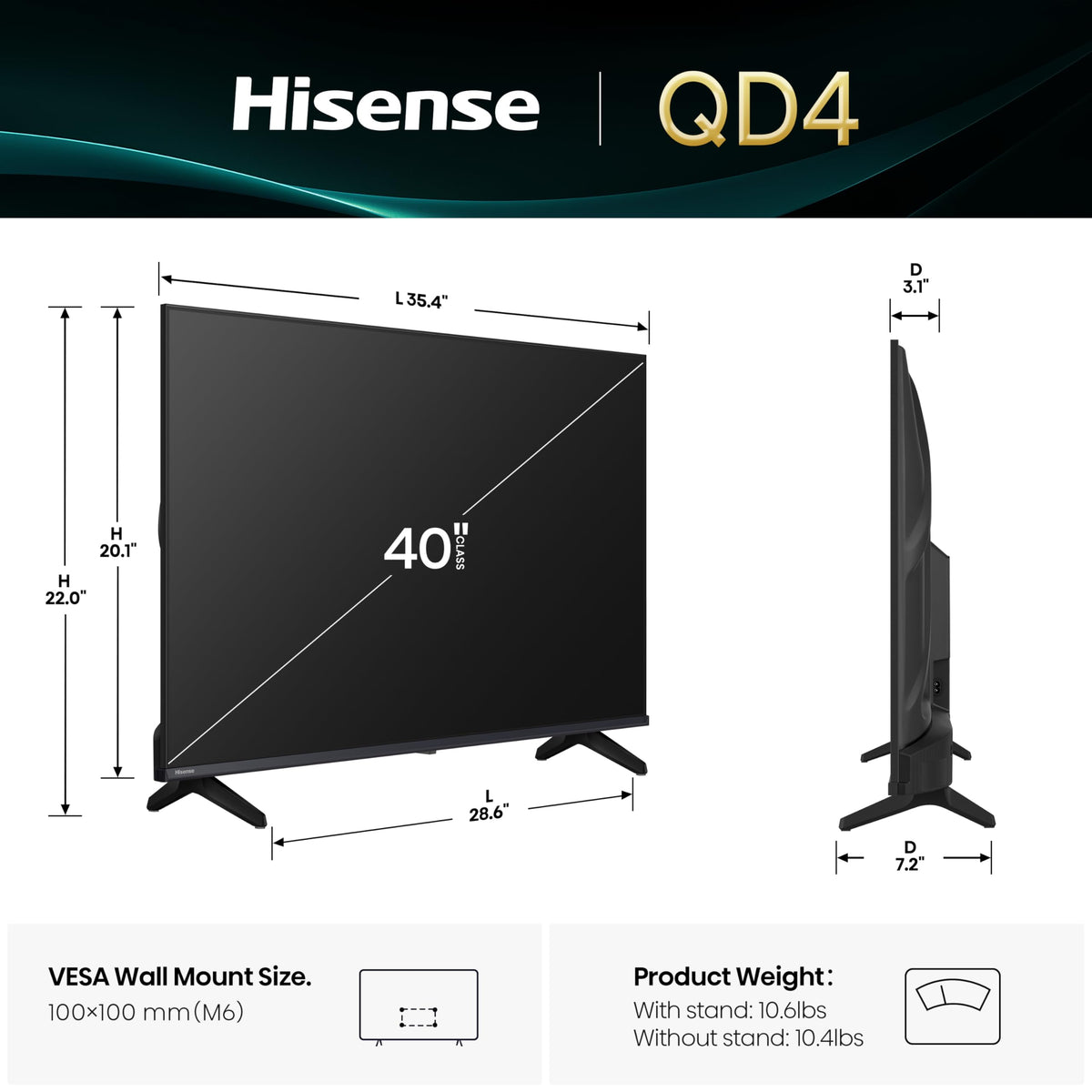 Hisense 40-Inch Class QD4 Series Hi-QLED FHD Smart Fire TV (40QD4QF) - Quantum Dot Color, DTS Virtual: X, Alexa Built in, Slim Bezel Design