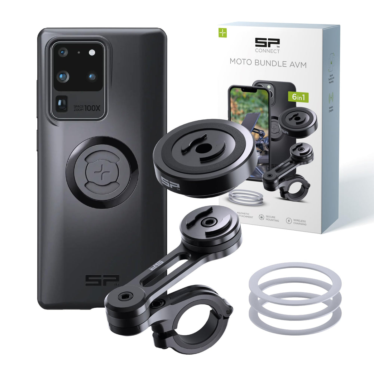 SP CONNECT Moto Bundle II with Anti Vibrations Module| SPC+ | Compatible with for Samsung S23 Ultra| Motorcycle Phone Mount |Phone Mount for Motorcycle Handlebars | Cell Phone Holder