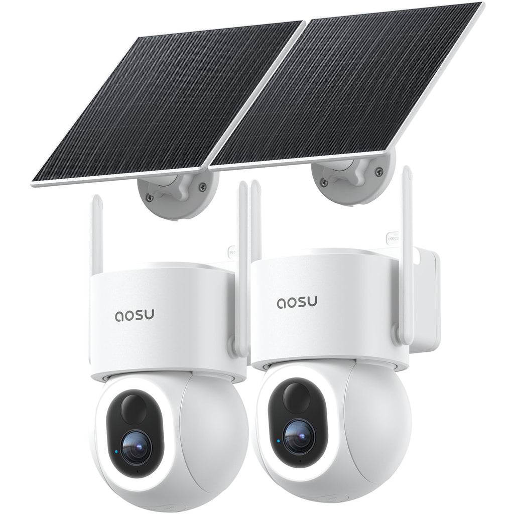 aosu D1 Max, 4K 8MP Solar Security Camera Wireless Outdoor, 2-Pack