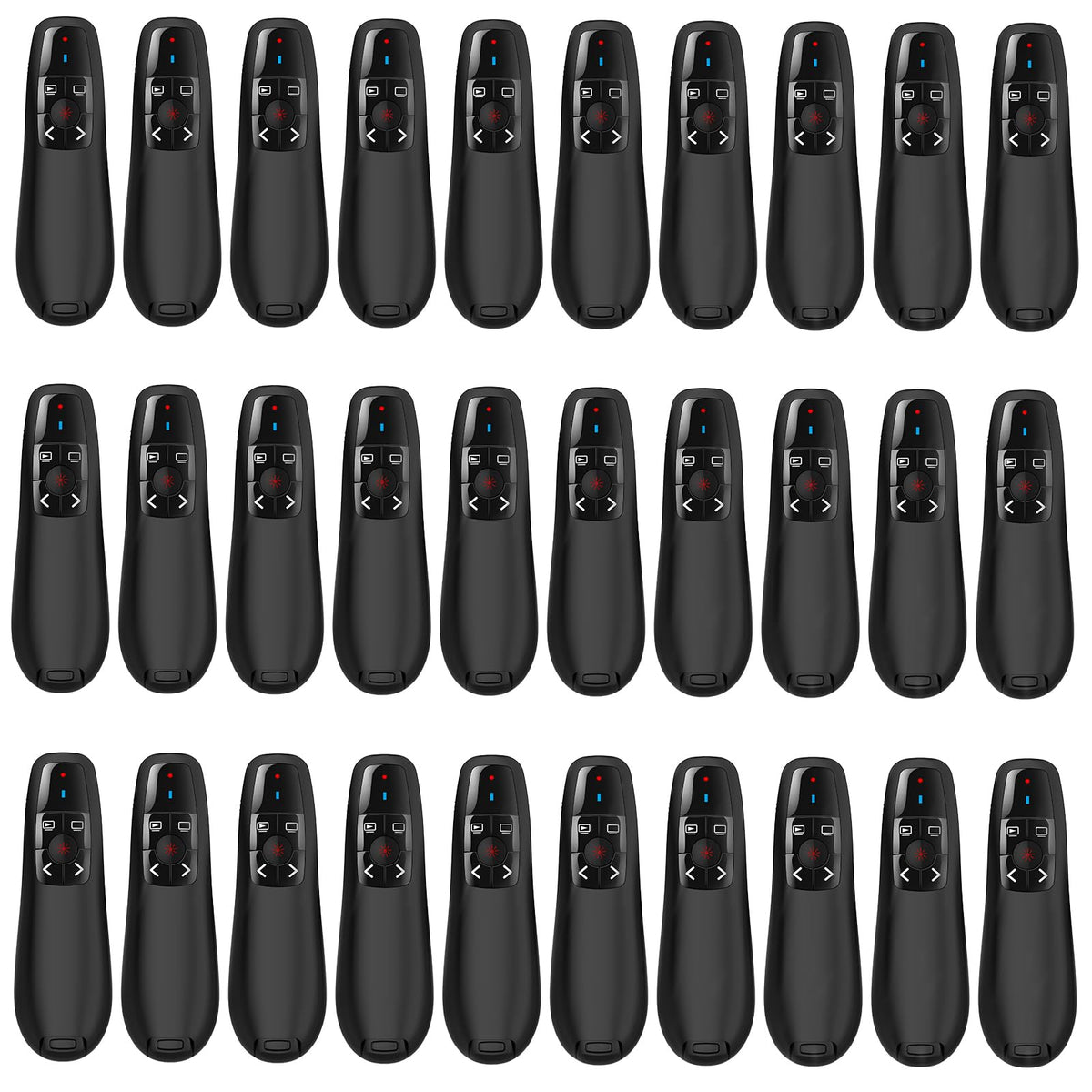 Wireless PowerPoint Remote Presentation Clicker: 30-Pack Presenter PPT Slide Advancer with Red Pointer | Plug & Play via USB | 100Ft Control Range | Ergonomic Design - Universal Compatibility