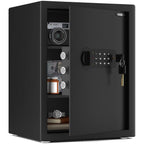 Small Home Safe Box Deluxe Digital Electronic Keypad Lock Safes 1.7 Cuft Cabinet Safes Security Lock Box for Office Hotel Dorm Cash Money Jewelry (1.7 Cubic Feet Black)