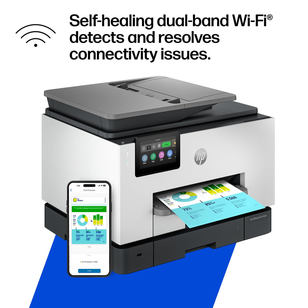 HP OfficeJet Pro 9135 Wireless All-in-One Color Inkjet Printer, Print, Scan, Copy, Fax, ADF, Duplex Print/scan, Best-for-Office, 3 Month Trial of Instant Ink Included, AI-Capable (C2WM0A)