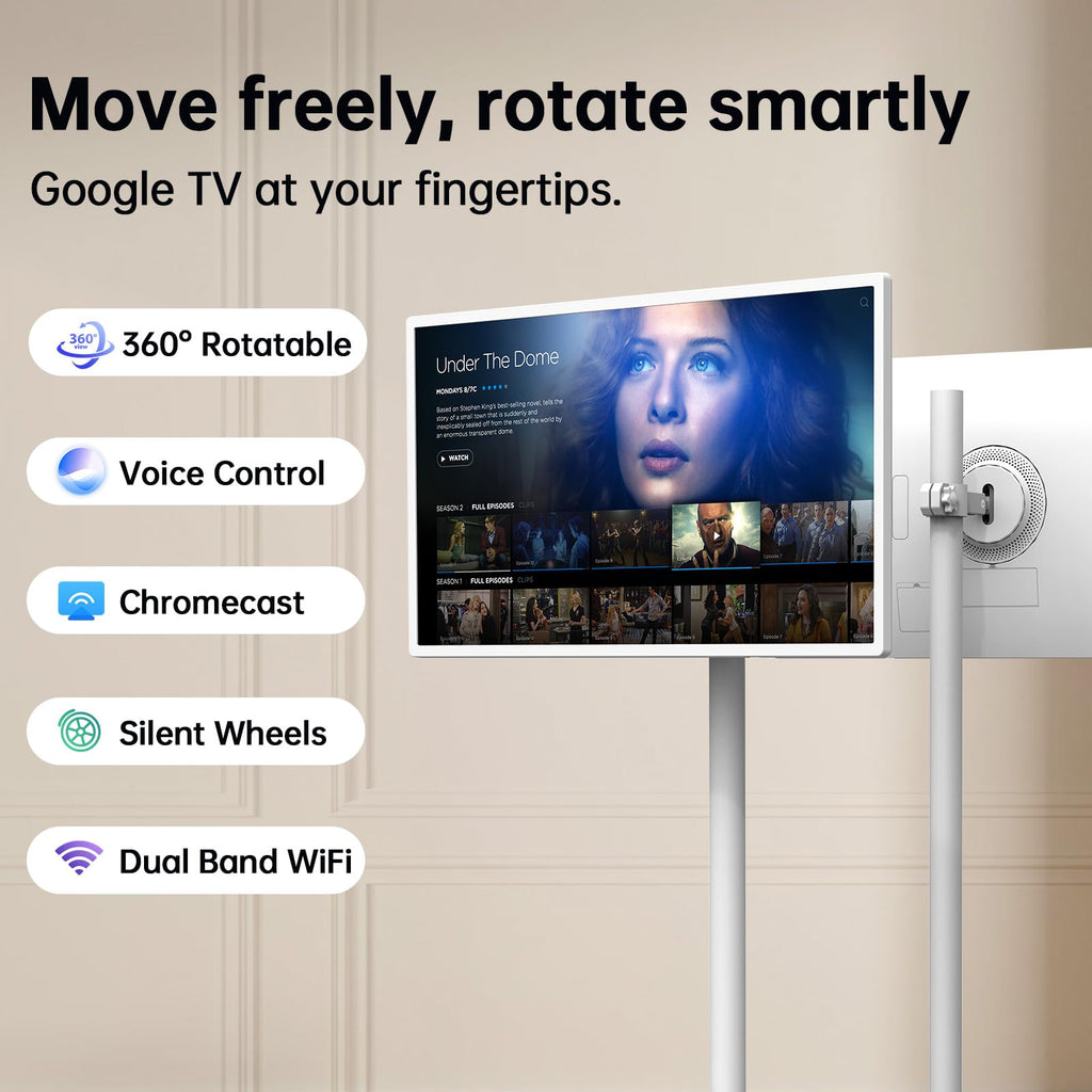 HORION 32" Portable Smart TV , Movable TV, No Battery, Non-Touchscreen