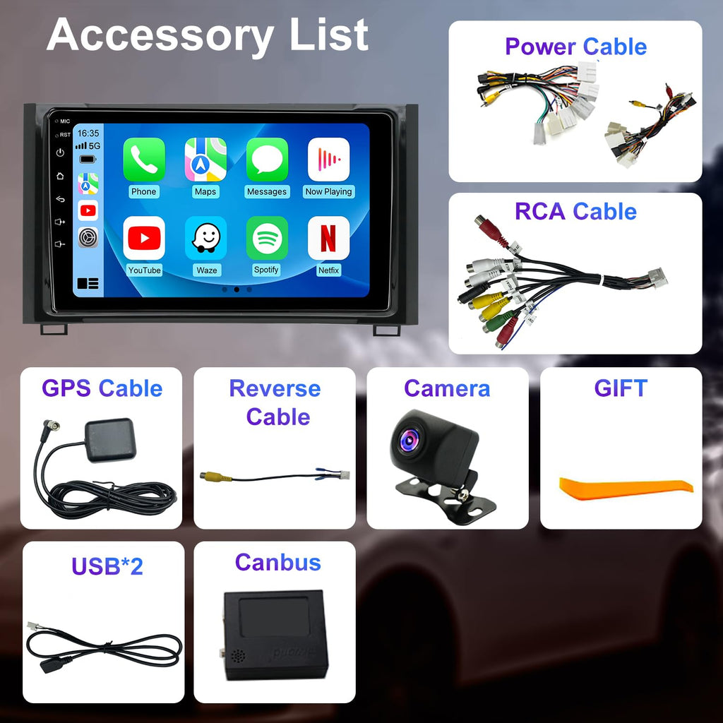 Car Radio Stereo for Toyota Tundra 2014-2021, 9 Inch 4G+64G HD Touch Screen