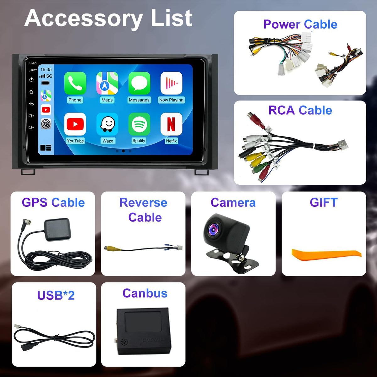 Car Radio Stereo for Toyota Tundra 2014-2021, 9 Inch 4G+64G HD Touch Screen