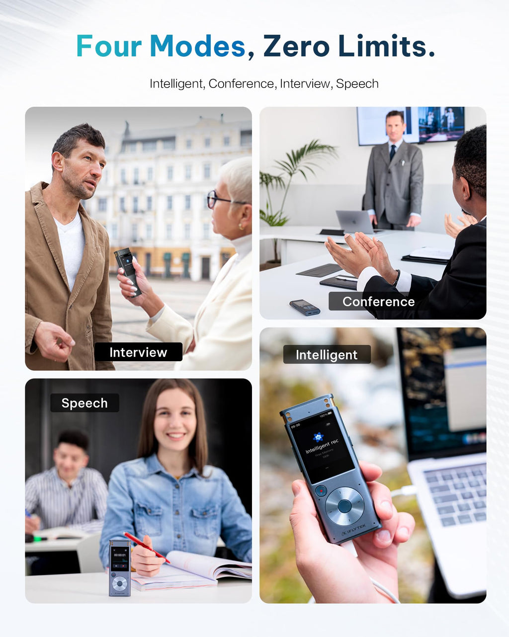 iFLYTEK Offline Voice Recorder with Playback, Secure Digital Recorder with AI Transcription, 5-Language Voice-to-Text, Noise Reduction, AI Voice Recorder for Meetings, Interviews, Learning
