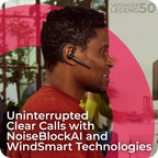 Poly Voyager Legend 50 UC Bluetooth Headset, Charging Case, AI-Powered Noise Cancellation, 4Mic WindSmart Tech, 10-Hr Battery, 98 ft Wireless Range, Multipoint Connectivity, Voice Assistant, GTW Cloth
