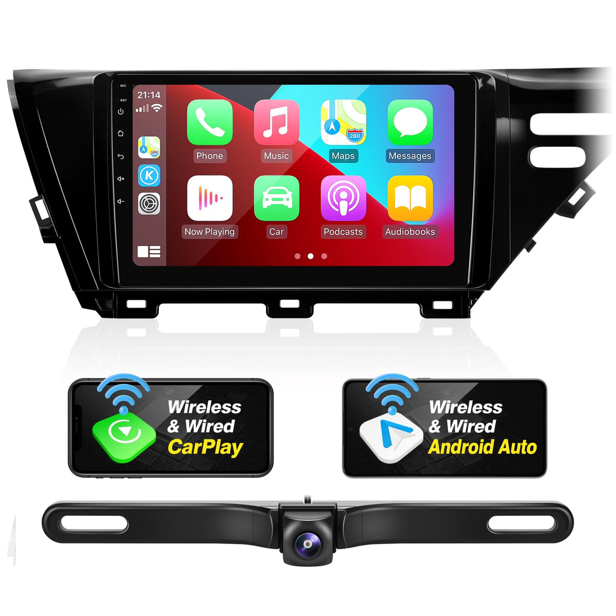 for Toyota Camry 2018 2019 2020 Radio Compatible with Wireless Carplay Android Auto,8-Core 4+64GB Head Unit Car Stereo Bluetooth Navigation GPS WIFI FM AM Multimedia Player Camera TouchScreen
