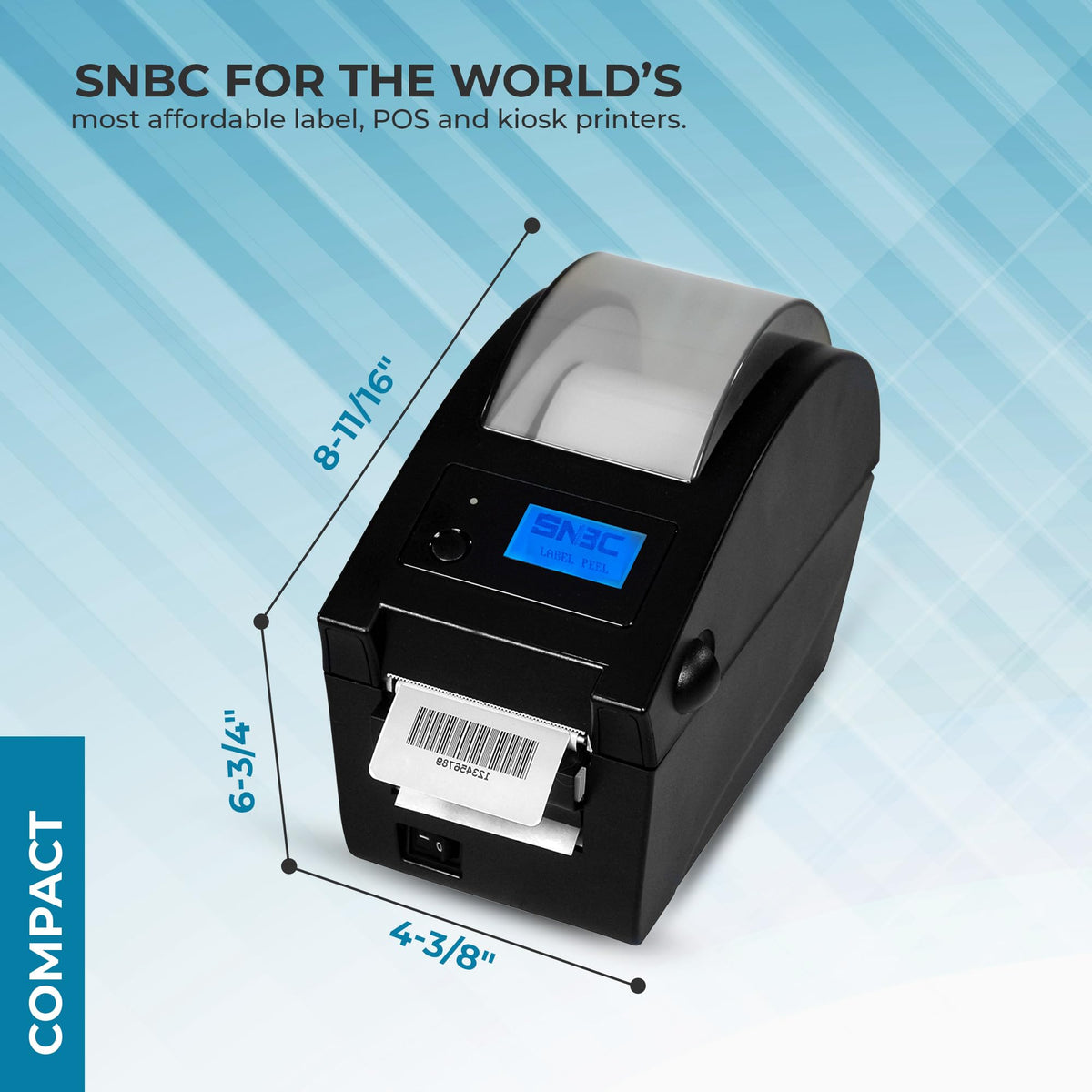 SNBC BTP-L520 Thermal Label Printer, Serial, Built-in Peeler, High-Speed 4" Label Printing for Shipping, Barcode, Retail and Office Use (Black)