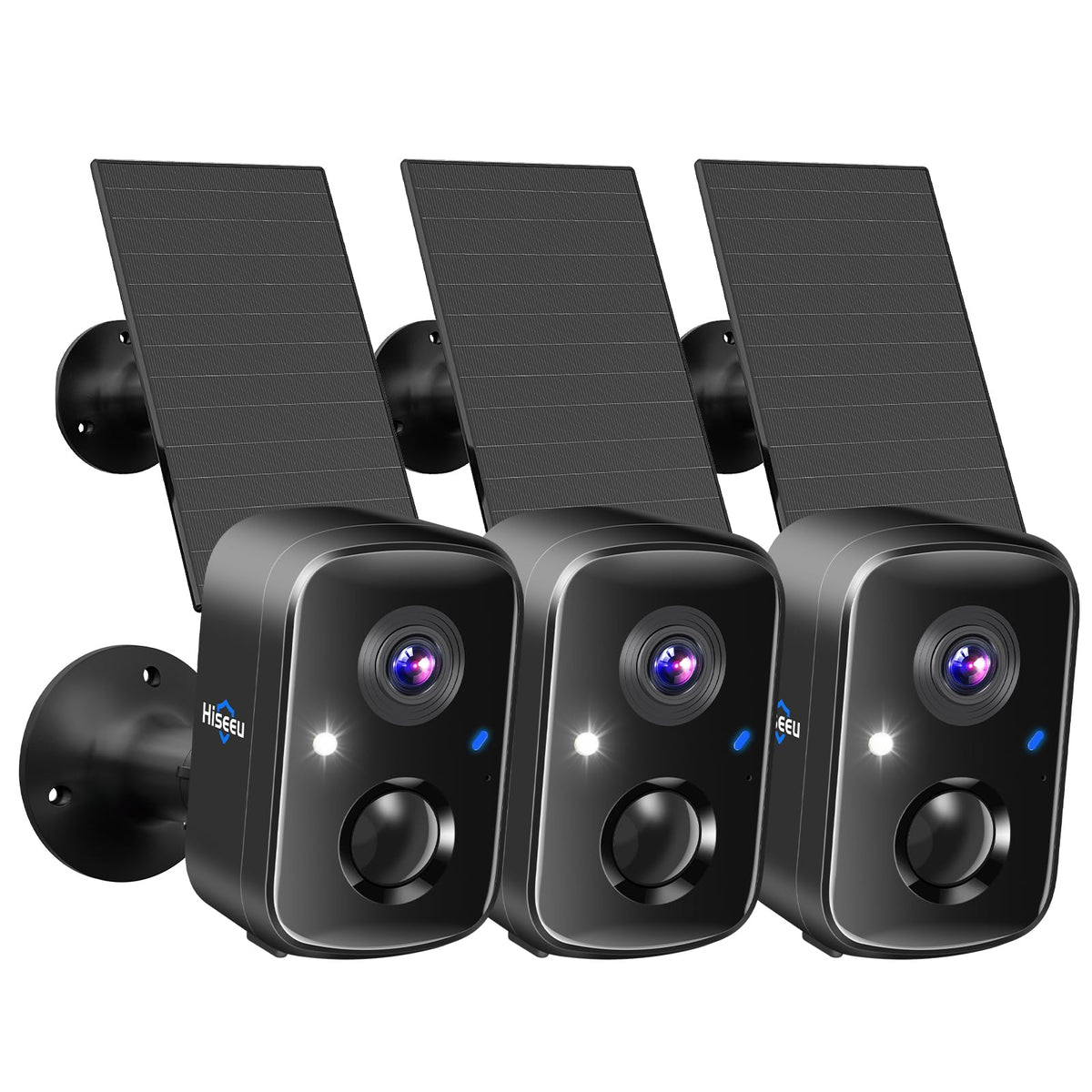 Hiseeu Solar Camera Security Outdoor, 4 Pack 100% Wireless 4MP WiFi Cameras
