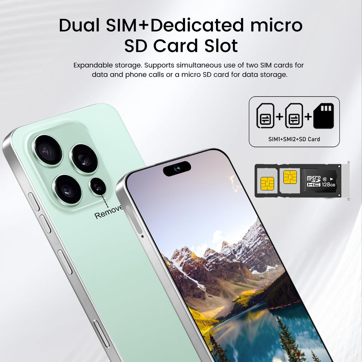 I16 Ultra 16GB+1TB 6.99" HD Screen Smartphone Unlocked Cell Phone,Battery 7000mAh Unlocked The Phone, Android 14 Fingerprint Button Unlock/Photos/Face ID/Dual SIM/5G/GPS (Green)