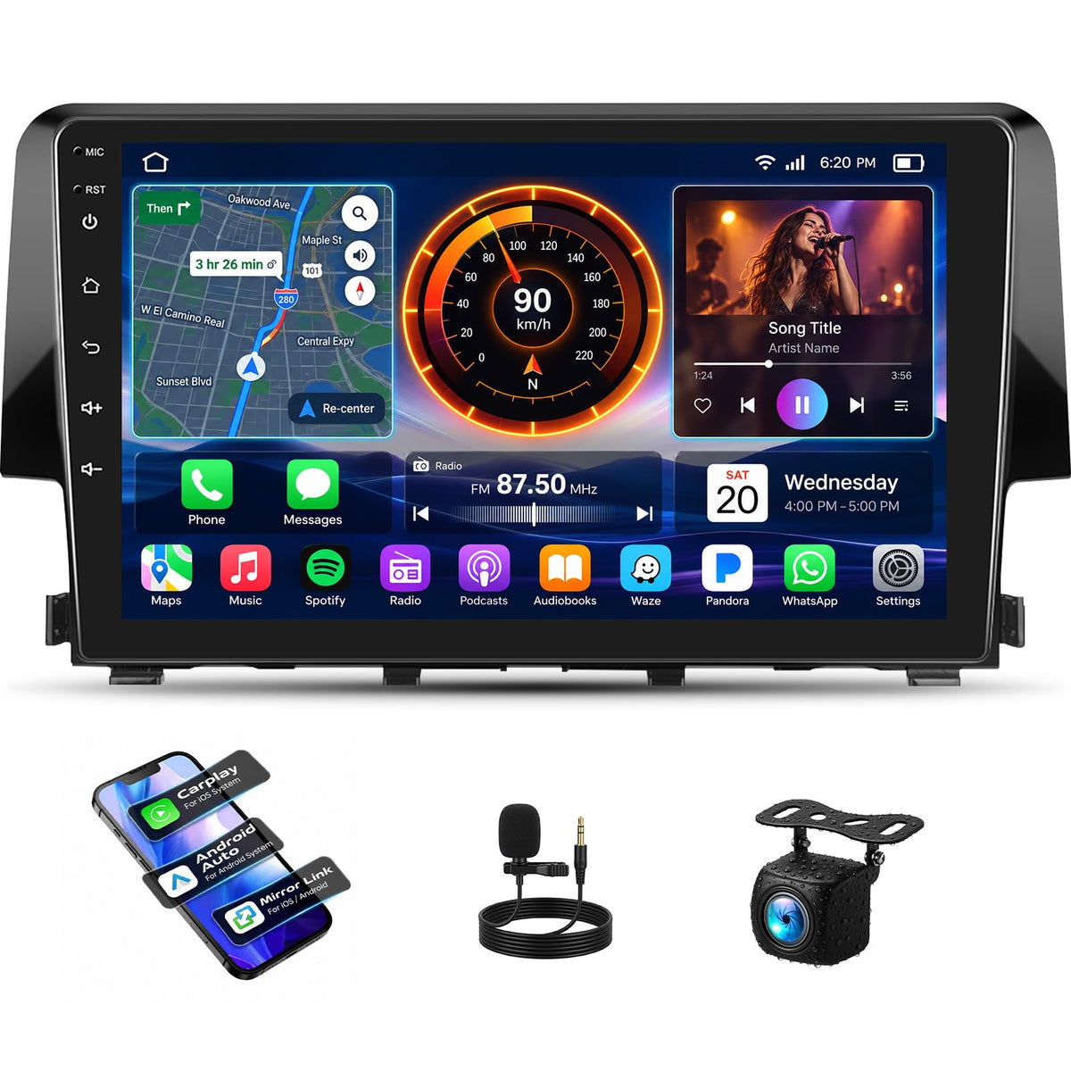 SIXWIN 9'' 4G+128G Android 15 Car Stereo for Honda Civic 2016-2021