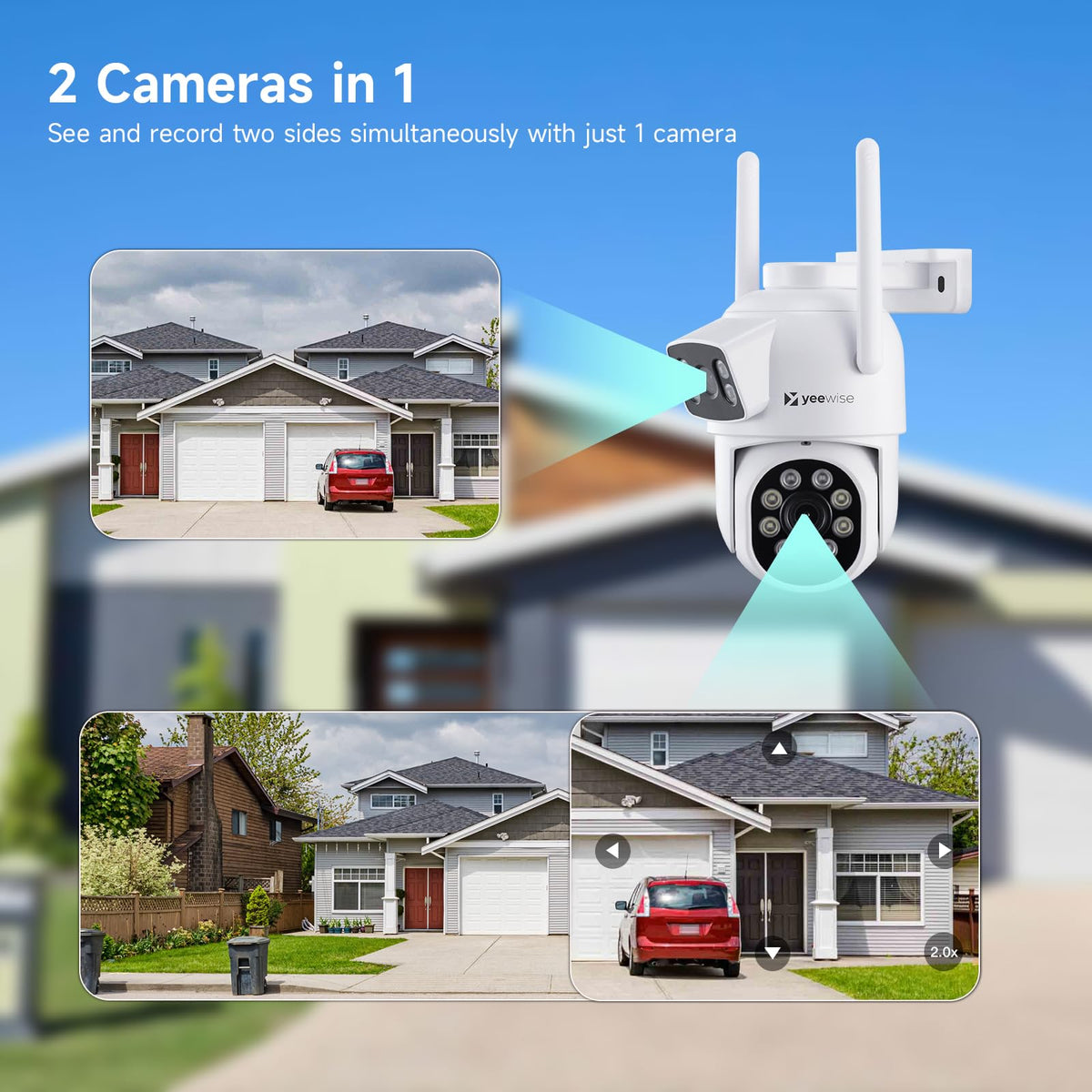 Yeewise Dual-Lens PTZ Security Camera System with 12" Monitor