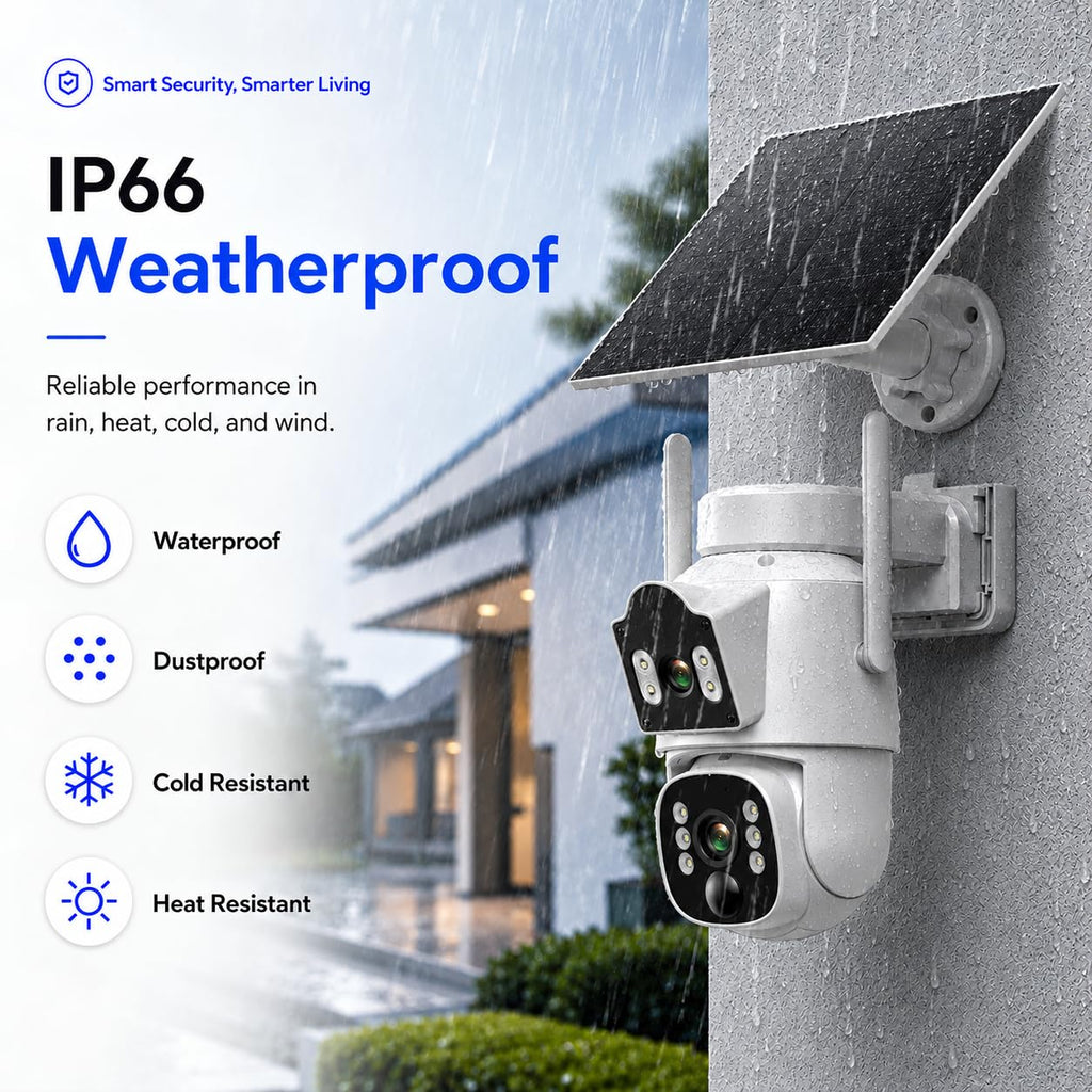 Camcamp Solar Security Cameras Wireless Outdoor,Dual-Lens Camera System