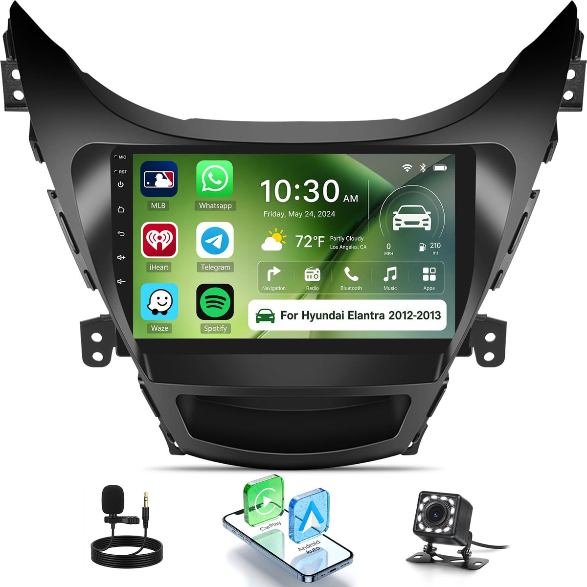 SIXWIN Android 13 6G+128G Car Stereo for Hyundai Elantra 2011 2012 2013 9 Inch Touch Screen Car Radio with CarPlay Android Auto Bluetooth Weather Forecast 59UI GPS Navigation WiFi Network Radio 32EQ