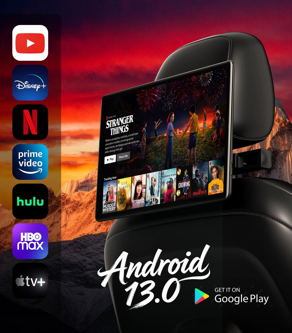 13.5" Car TV Screen for Back Seat Android 13 Headrest Video Player 1-Pack