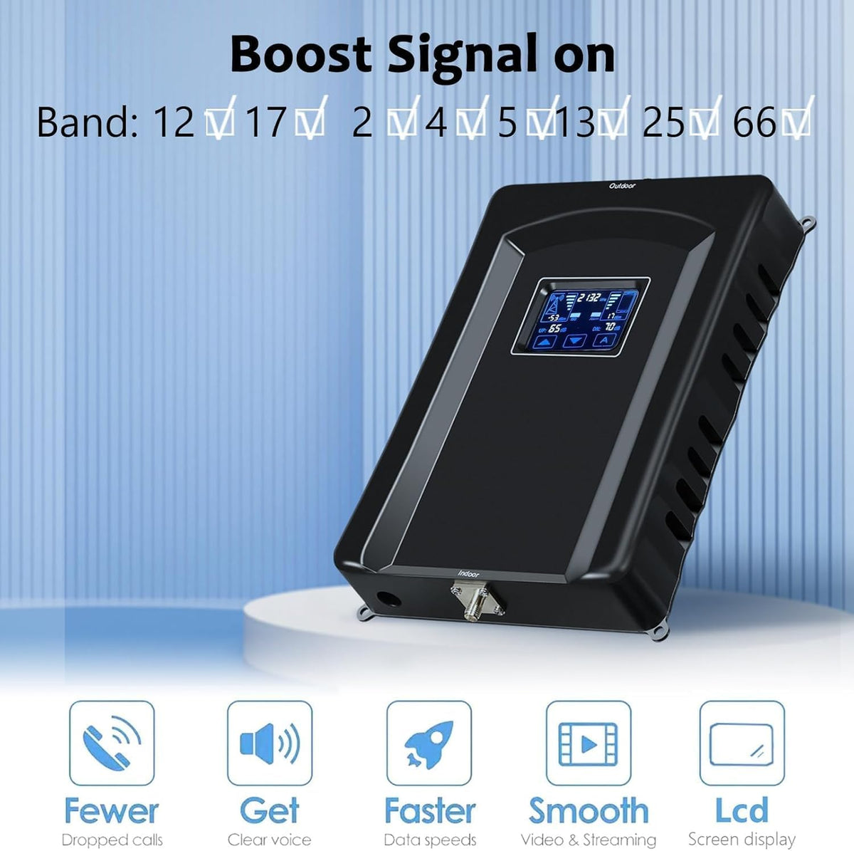 Cell Phone Booster All U.S Carriers | Boosts 5G 4G LTE 3G | Cell Phone Signal Booster for Home and Office | 2 Indoor Antennas Up to 8000 Sq.Ft | Touch Screen Display | FCC Approved
