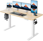 HUANUO 55x28 Inch Electric Standing Desk, Adjustable, Light Vintage Brown
