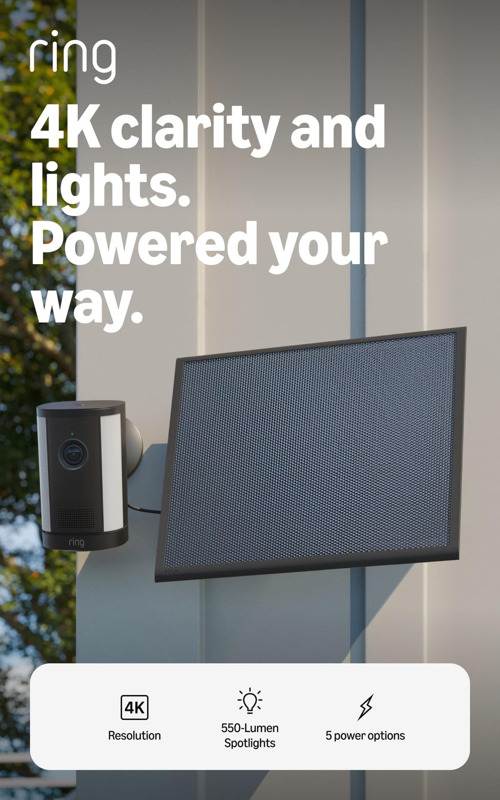 Ring Spotlight Cam 4K Plus, Battery, Retinal 4K, Easy DIY install, Motion-Activated Spotlights, Home or business security, White
