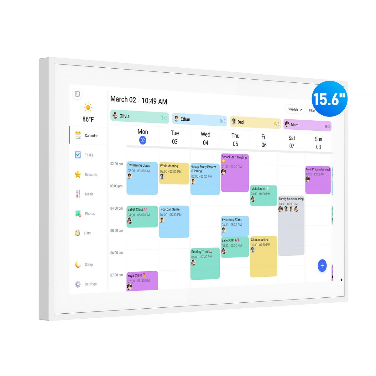 Digital Calendar, 15.6 Inch Wall Planner Electronic Calendar & Chore Chart, Smart Touchscreen Interactive Display for Family Schedules, Great for Organizing Your Routines, Wall & Desk Mountable