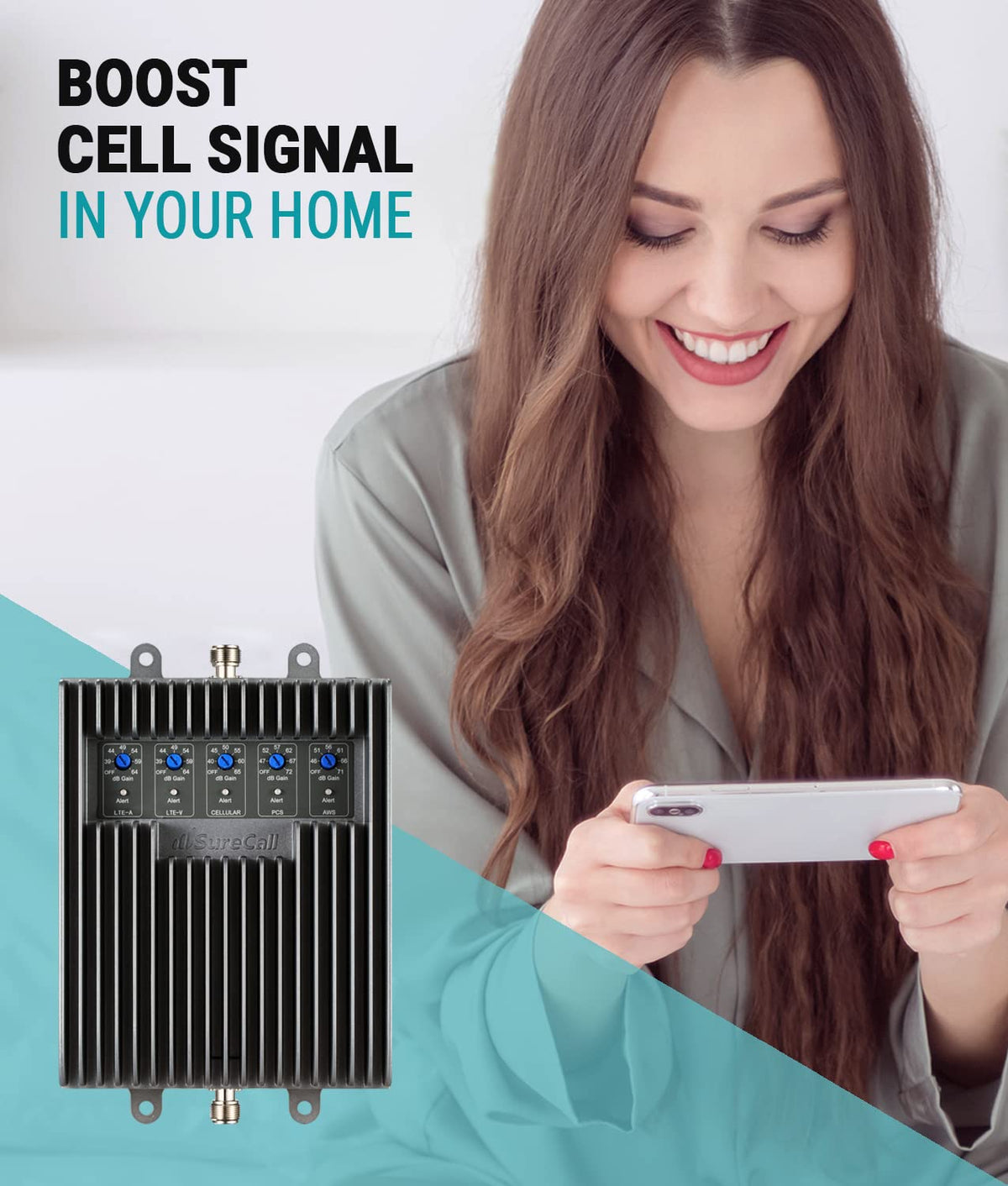 SureCall Fusion5s 2.0 Cell Phone Signal Booster for Home & Office up to 10000 sq ft, Omni Panel Antennas, Multi-User 4G/5G Boosts Verizon, AT&T, Sprint, T-Mobile, FCC Approved, USA Company