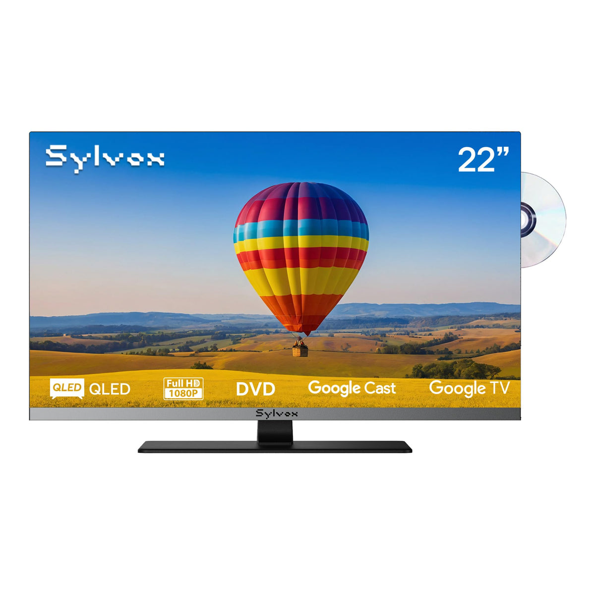 SYLVOX 22" 12V/24V Smart RV TV with Google TV & Built-in DVD Player