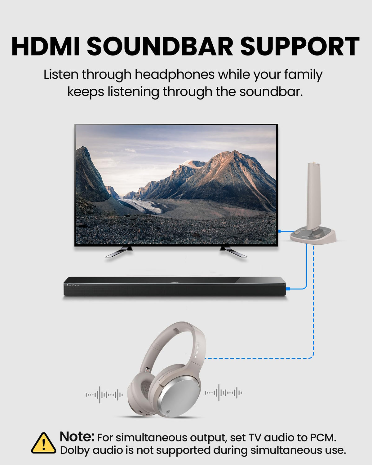 Avantree Crescendo 3D - HDMI ARC Wireless TV Headphones with 3D Sound