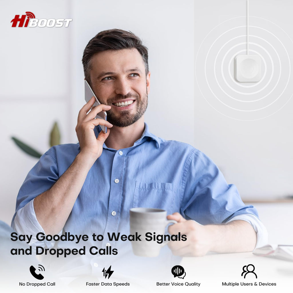 Cell Phone Booster for Home Office, Cover to 9,000 Sq Ft Signal Booster 4G LTE Compatible 5G with LCD Touch Screen 70dB Gain for All U.S. Carriers Verizon, AT&T, T-Mobile, App Support, FCC Approved