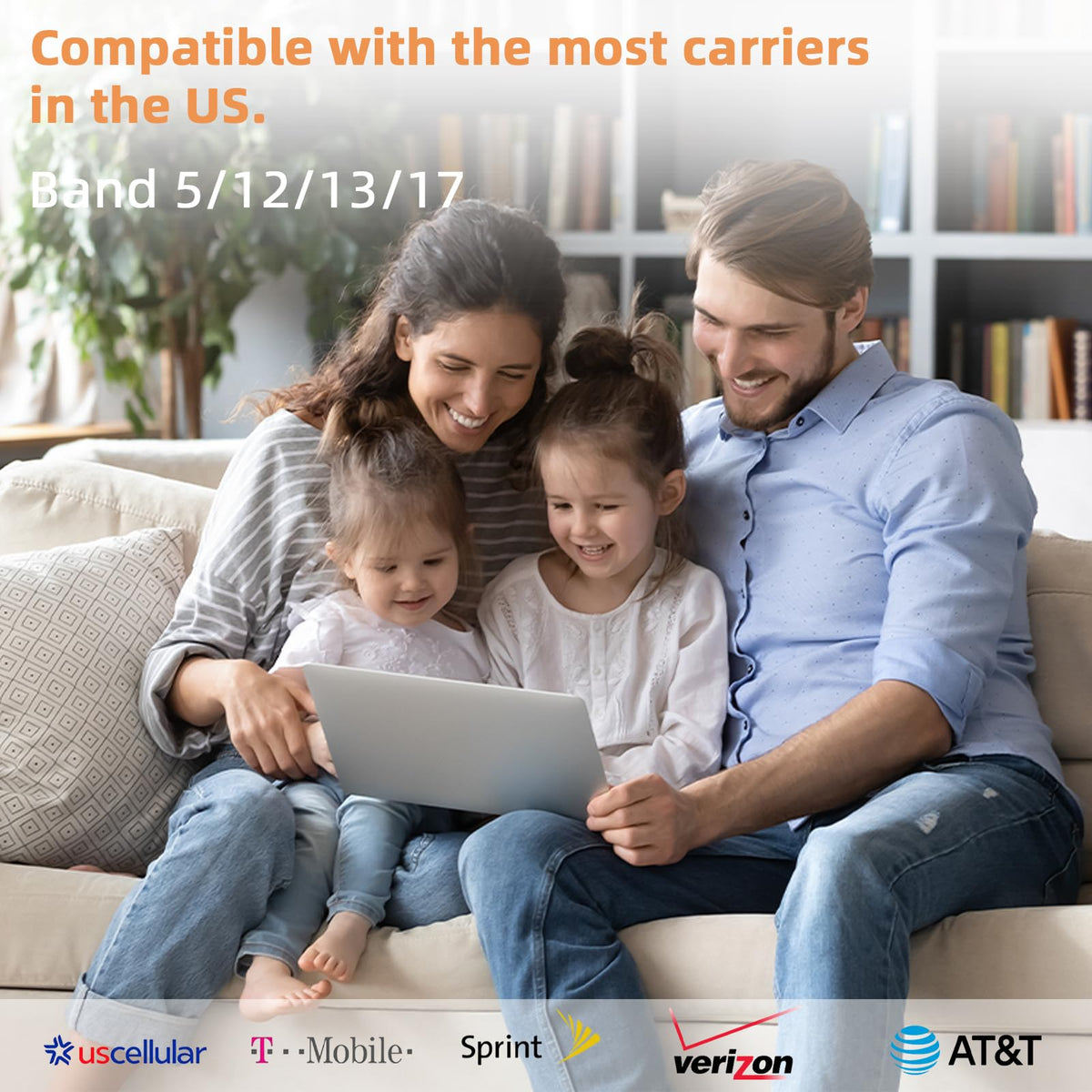 Cell Phone Booster for Home Office with 2 Indoor Antennas| Boosts 5G & 4G LTE | Cell Phone Signal Booster for All U.S. Carriers with Band 2/4/5/12/13/17/25/66| Up to 8000 Sq.Ft | | FCC Approved